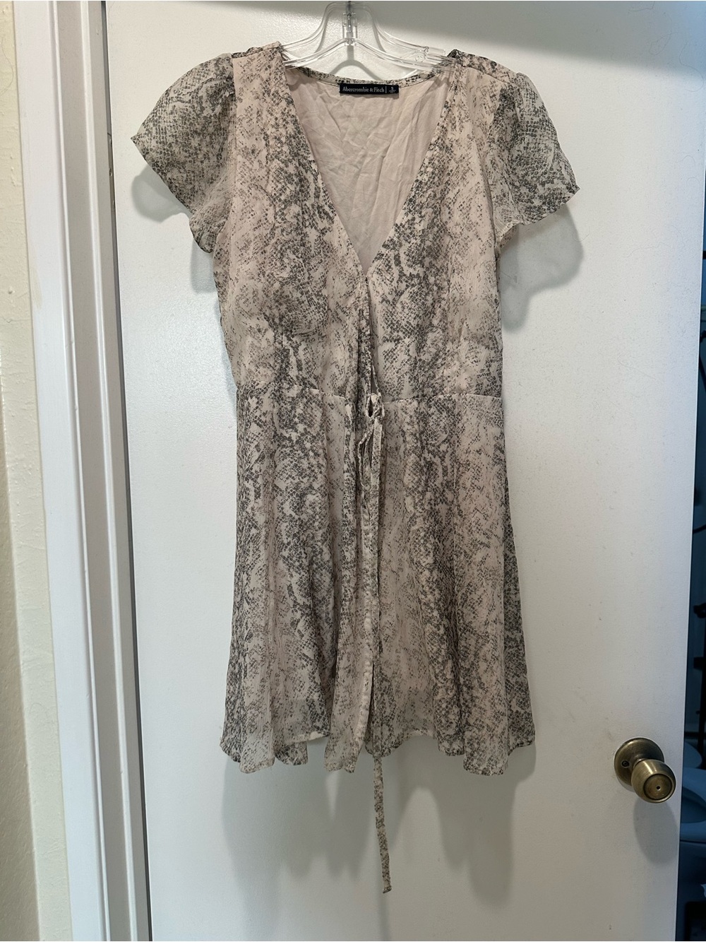 Abercrombie & Fitch Cream Wrap Dress with Snake Skin Print Size 2